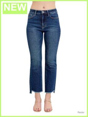 High Waisted Kick Flare Jeans Cotton Blend 26" Inseam